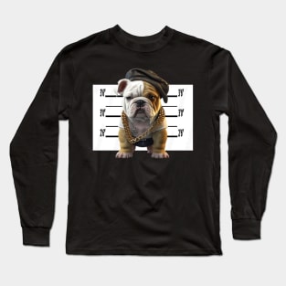 Cute Puppy Bulldog Criminal Lineup Usual Suspect Long Sleeve T-Shirt